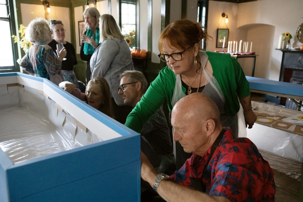Coffin painting at a personal alternative funeral
