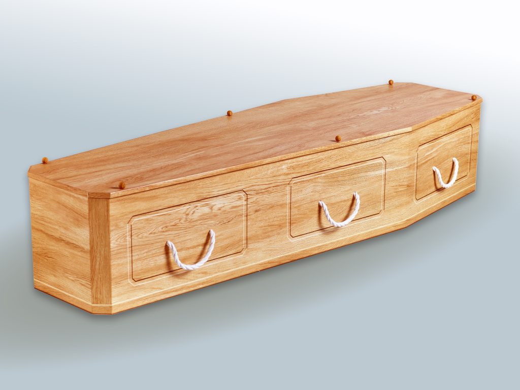 Premium forest board wood effect cardboard coffin Elm