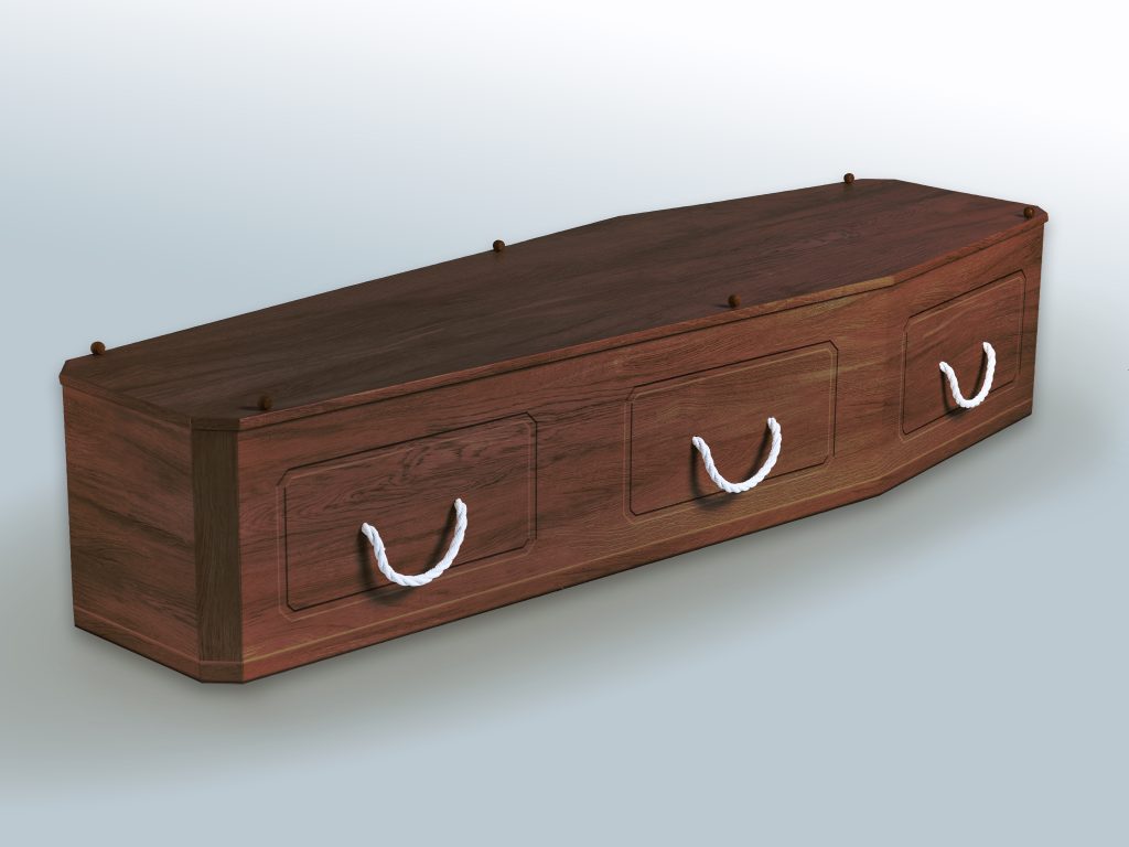Premium forest board wood effect cardboard coffin - Mahogany