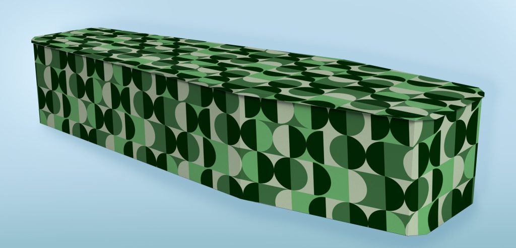 Retro Green decorative sustainable cardboard coffin