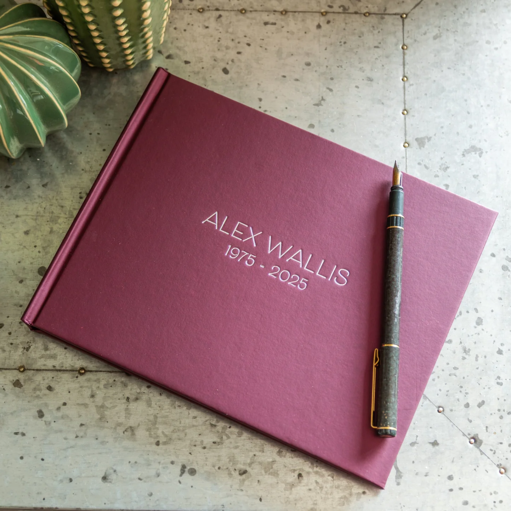 Pink bespoke Memory & Condolence books from Begolden pink