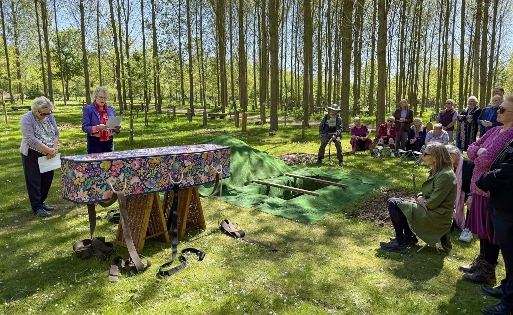 Natural Burial at St Albans Woodland Burial Grounds with Parley Green cardboard coffin