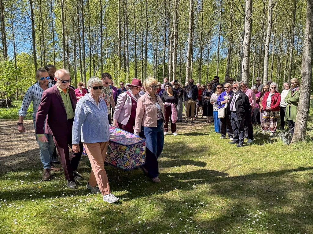 Natural Burial at St Albans Woodland Burial Grounds with Parley Green cardboard coffin