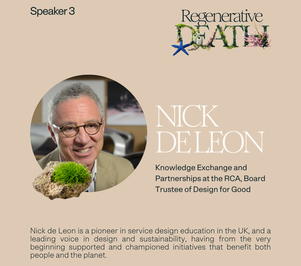 Nick De Leon, RCA, Trustee Design for Good. guest speaker, Webinar on Regenerative Death hosted by Resting Reef