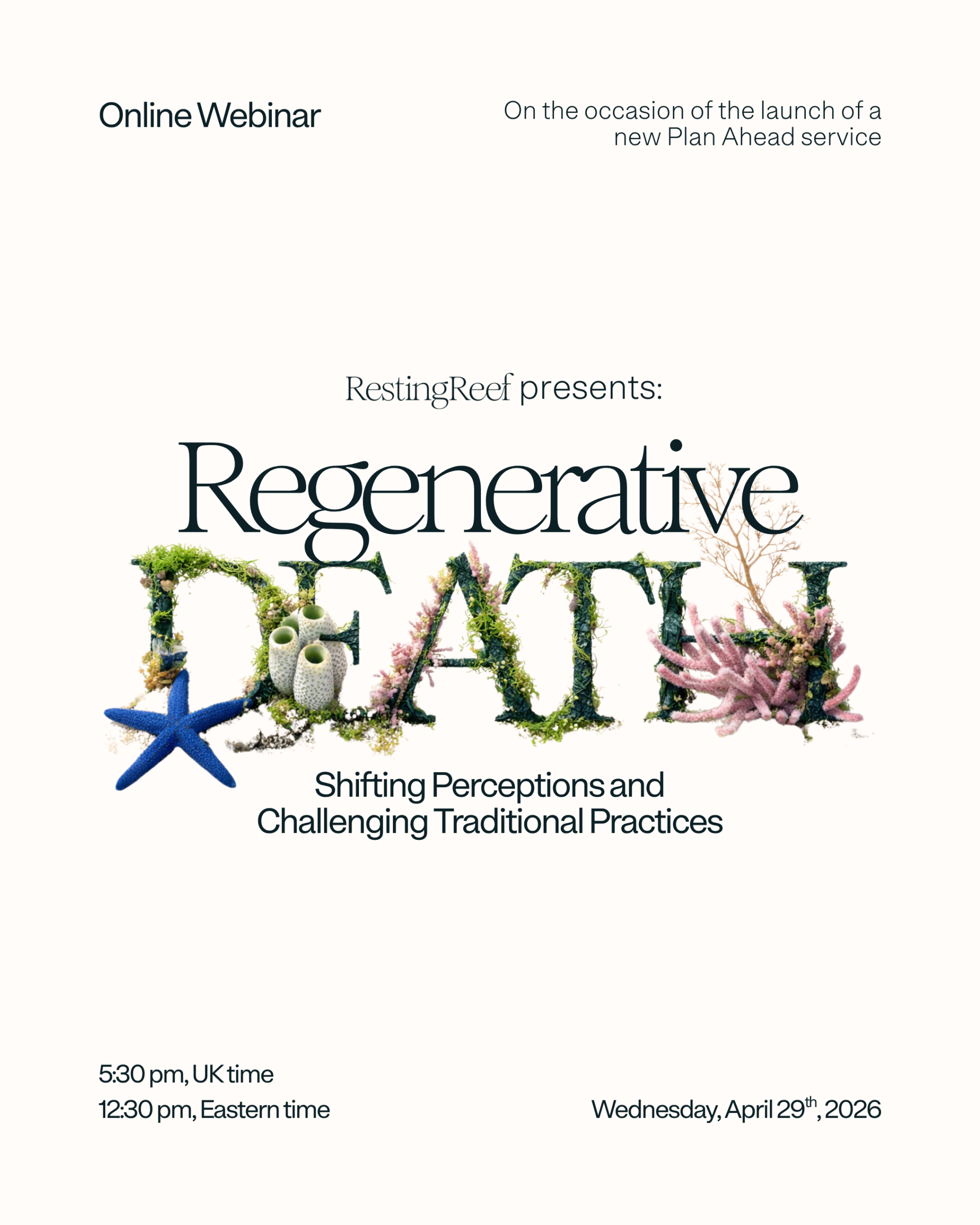 Regenerative Death Webinar Poster hosted by Resting Reef