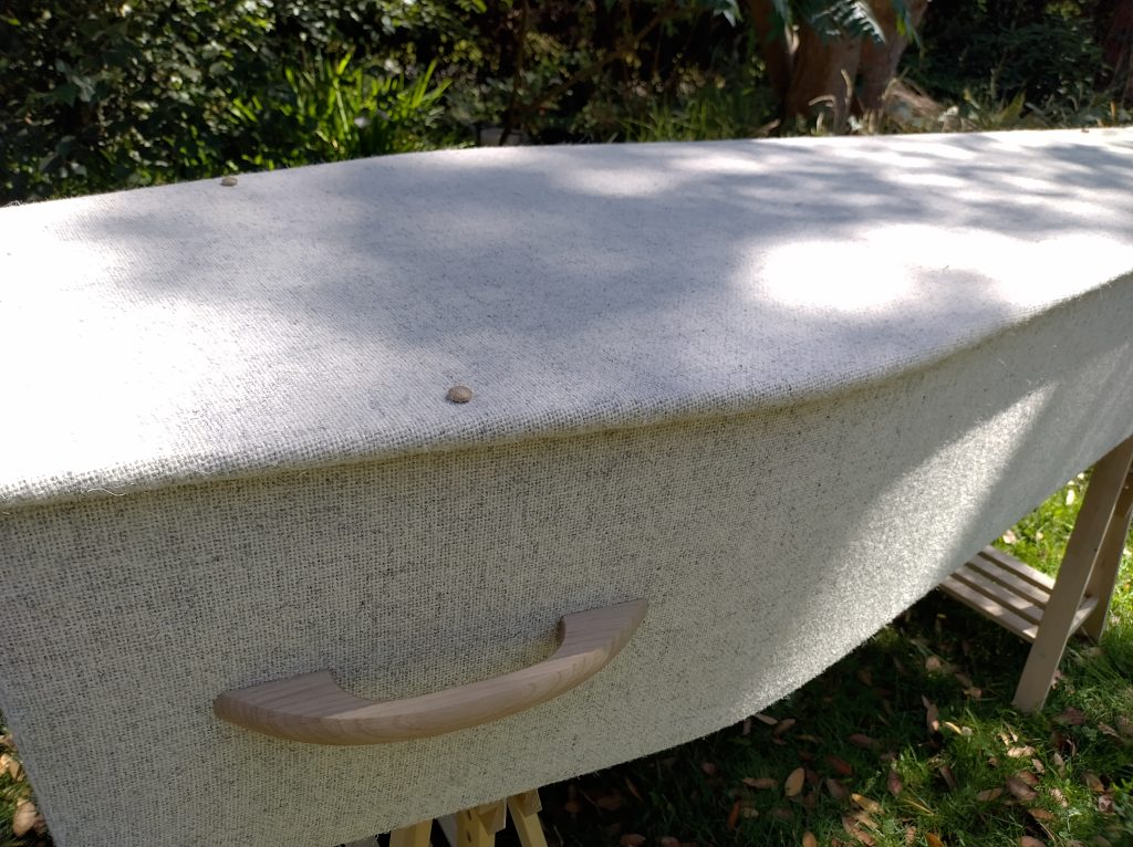 Interior of natural colour British Wool eco-friendly coffin