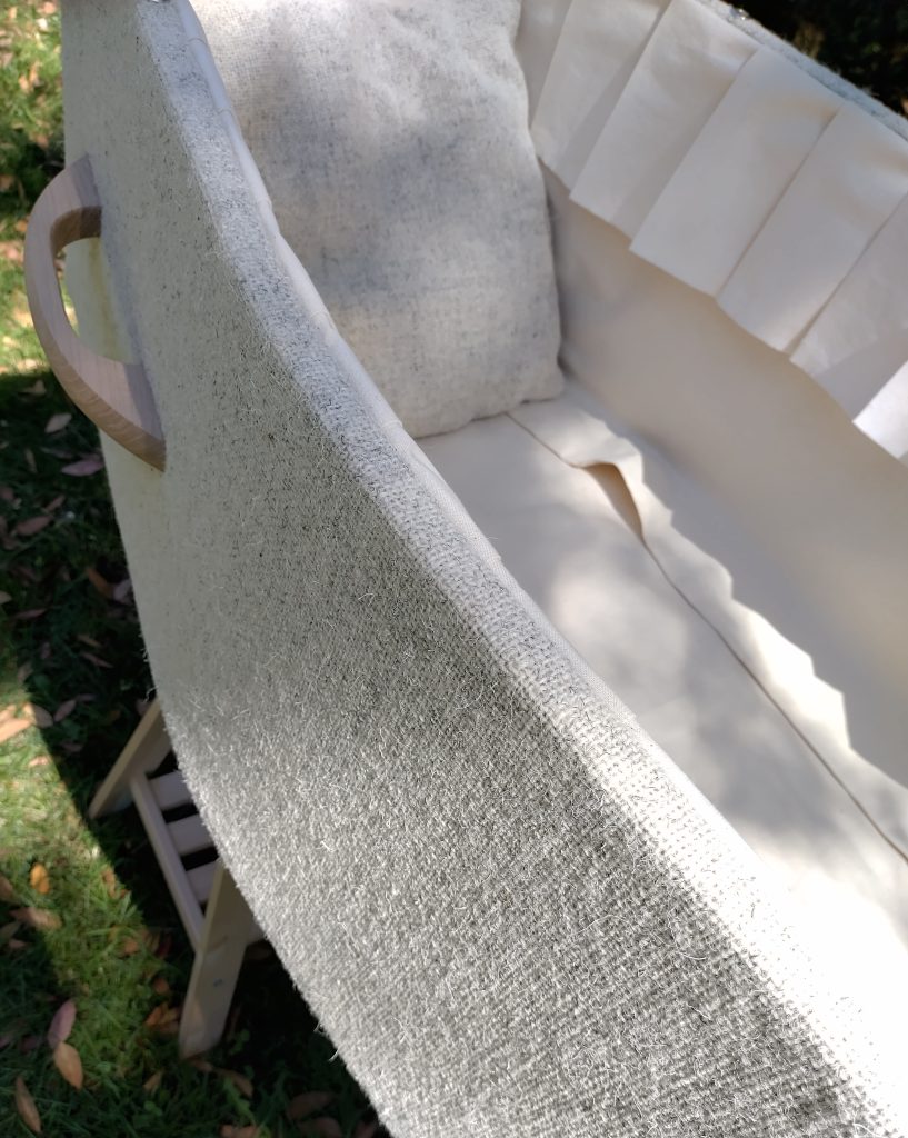 Interior of natural colour British Wool eco-friendly coffin
