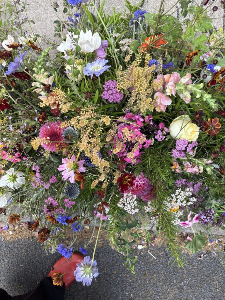 Wild, natural, Cottage flowers for the coffin top