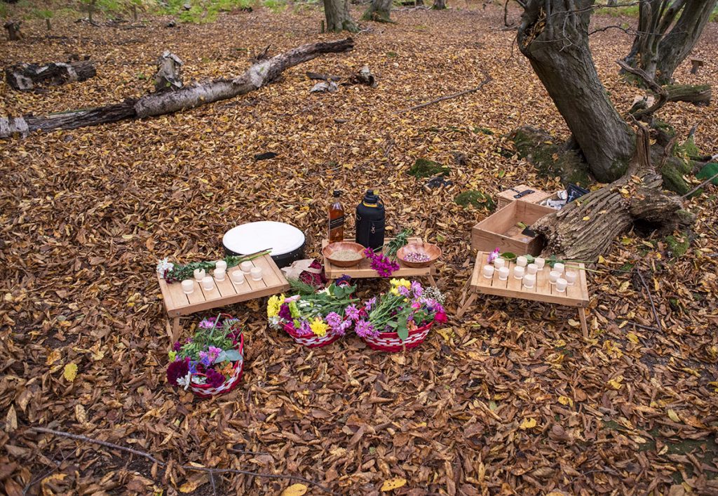 Tea ceremony graveside at a natural burial Greenacres Living Memorial Park